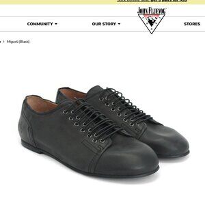 John Fluevog Miguel Black Leather Lace Up Shoes size 7 men’s / size 9 women’s